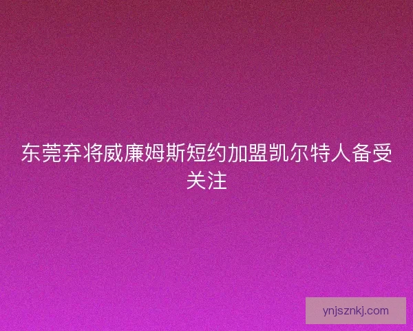 东莞弃将威廉姆斯短约加盟凯尔特人备受关注