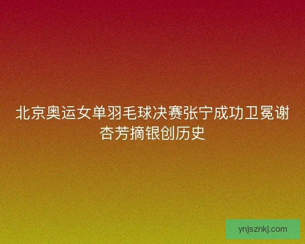 北京奥运女单羽毛球决赛张宁成功卫冕谢杏芳摘银创历史